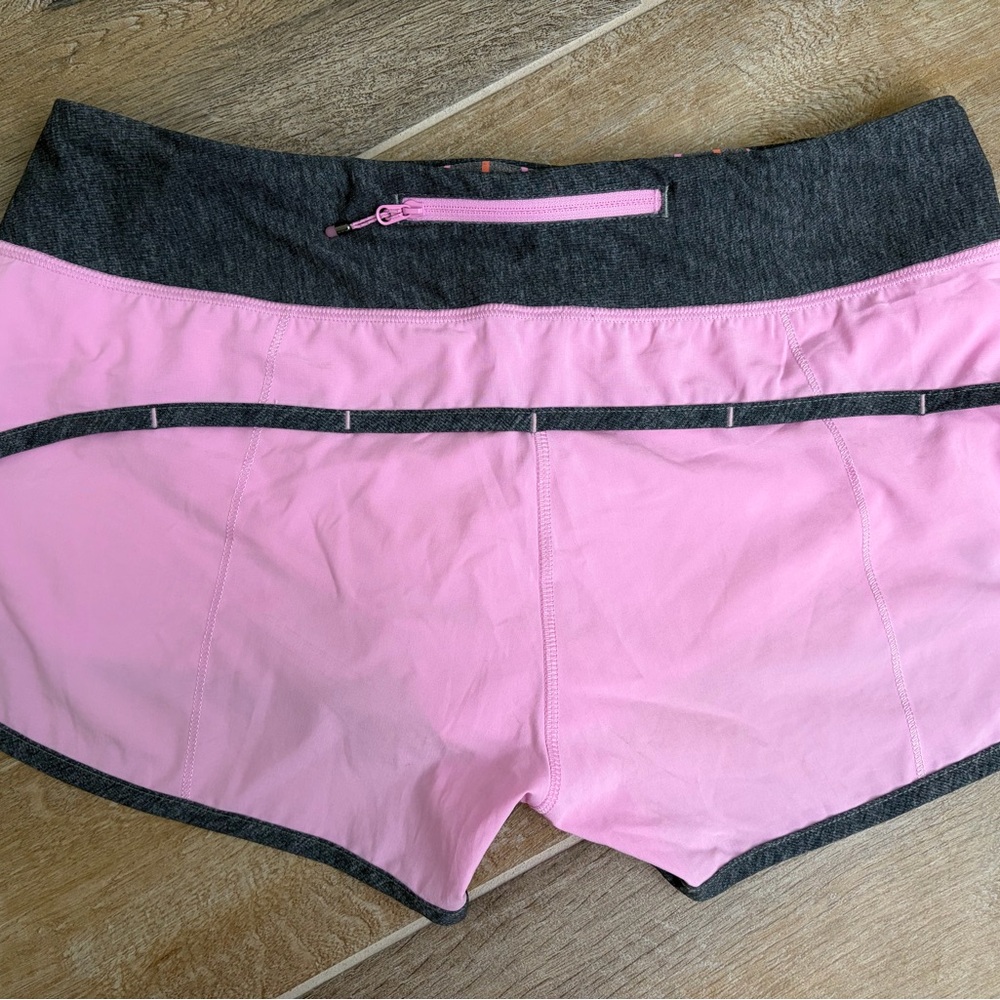 lululemon athletica Speed Short Pink with Heather Charcoal trim